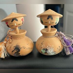 vintage japanese wooden kokeshi sisters japanese dolls vintage best friend gifts